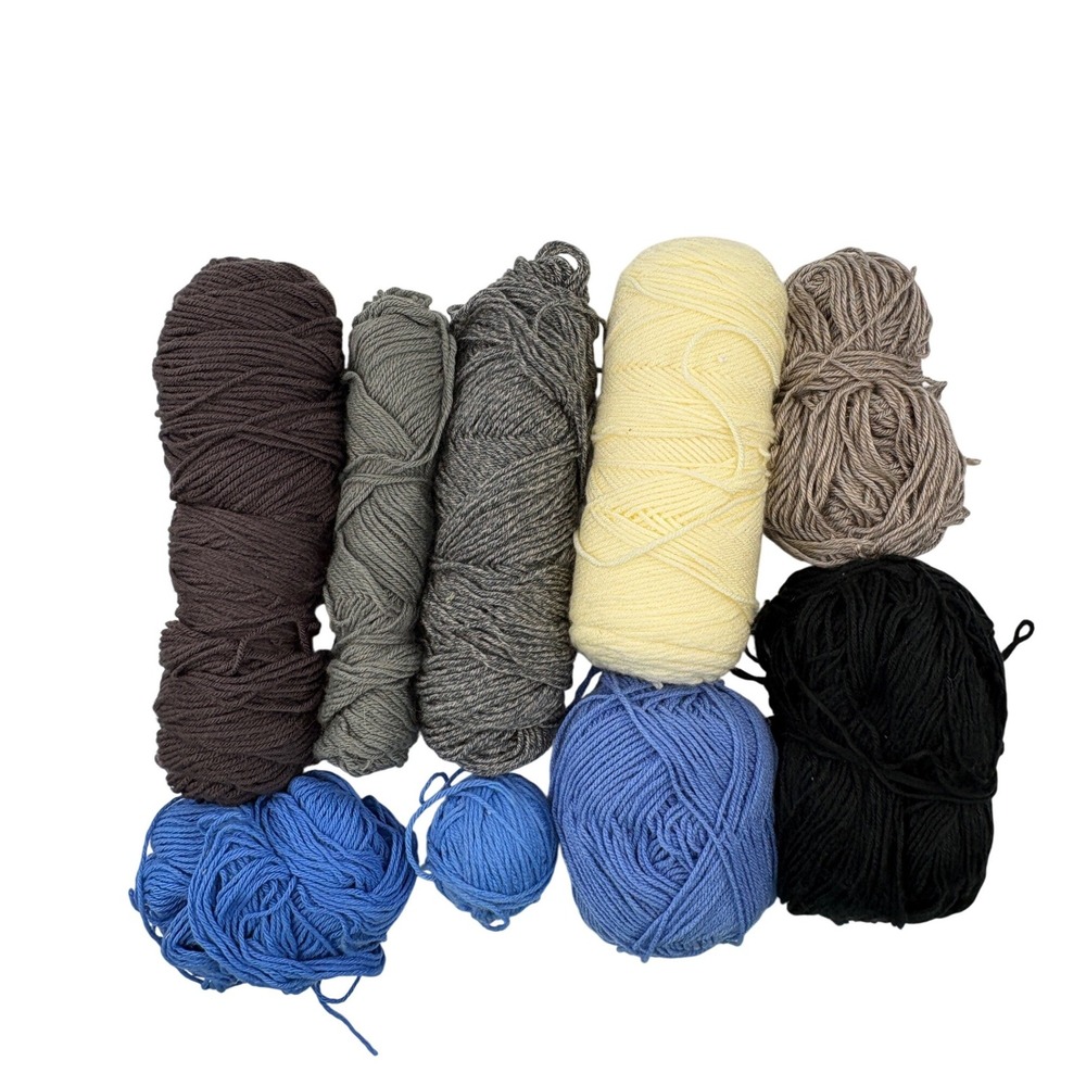 Yarn Destash Lot 2lb 7oz Cozy Winter Blanket in a Bag Earth Tones Granny Squares